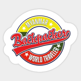 Myanmar backpacker world traveler logo Sticker